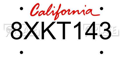 8XKT143 California License Plate