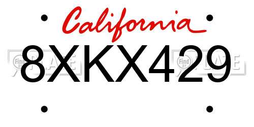 8XKX429 California License Plate