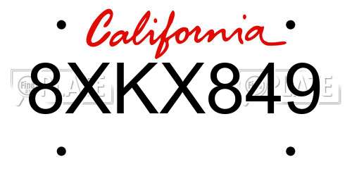 8XKX849 California License Plate