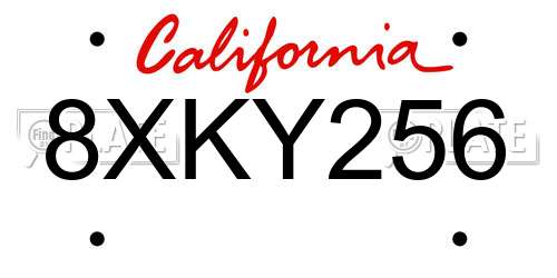 8XKY256 California License Plate