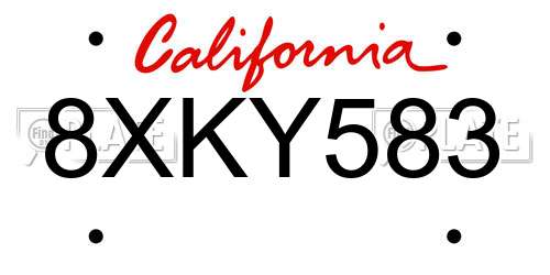 8XKY583 California License Plate
