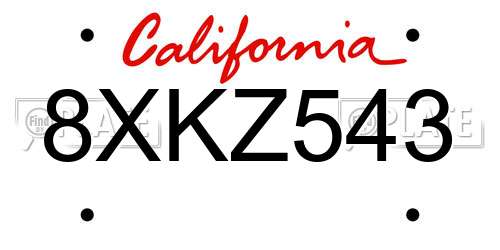 8XKZ543 California License Plate