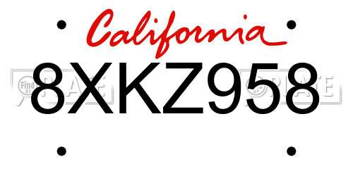 8XKZ958 California License Plate