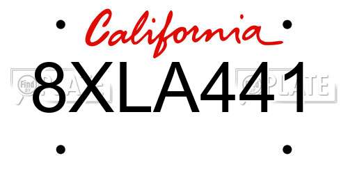 8XLA441 California License Plate