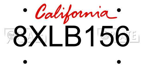 8XLB156 California License Plate