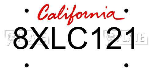 8XLC121 California License Plate