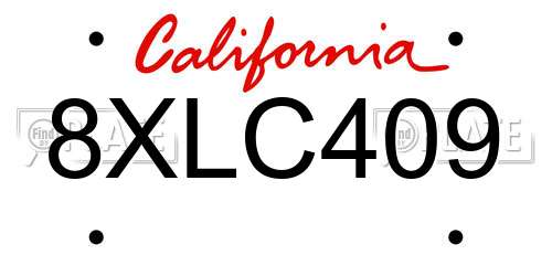 8XLC409 California License Plate