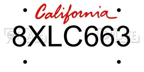 8XLC663 California License Plate