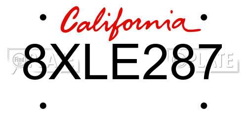 8XLE287 California License Plate
