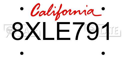 8XLE791 California License Plate