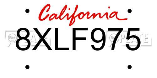8XLF975 California License Plate
