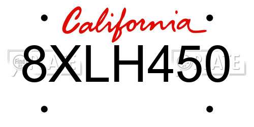 8XLH450 California License Plate