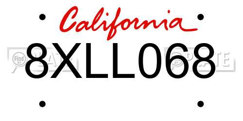 8XLL068 California License Plate
