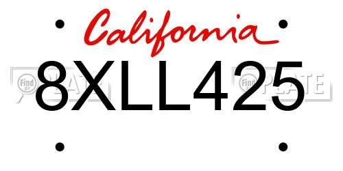 8XLL425 California License Plate