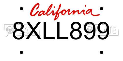 8XLL899 California License Plate