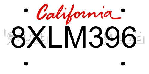 8XLM396 California License Plate