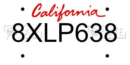 8XLP638 California License Plate