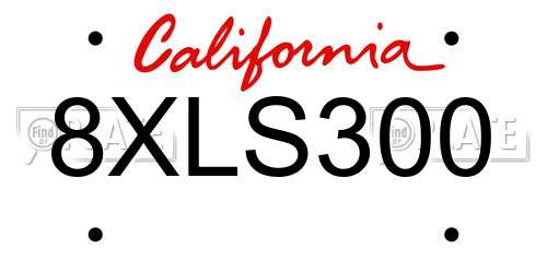 8XLS300 California License Plate