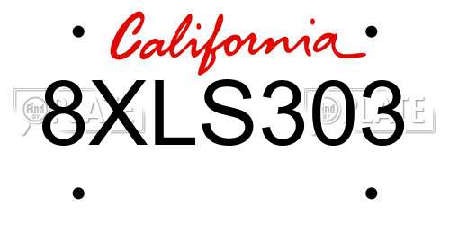 8XLS303 California License Plate