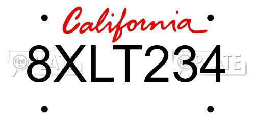 8XLT234 California License Plate