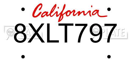 8XLT797 California License Plate