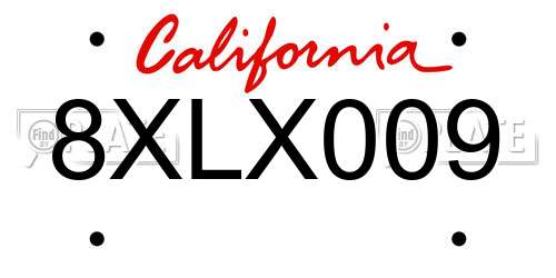 8XLX009 California License Plate