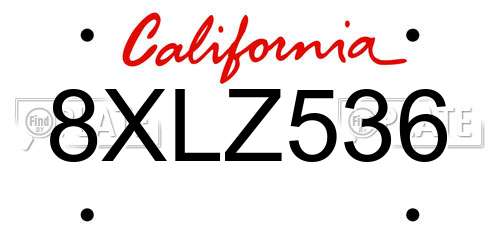 8XLZ536 California License Plate