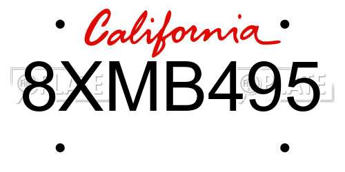 8XMB495 California License Plate