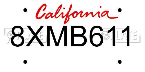8XMB611 California License Plate