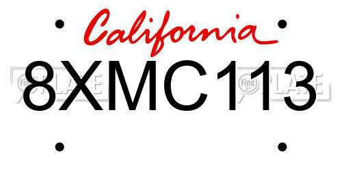 8XMC113 California License Plate