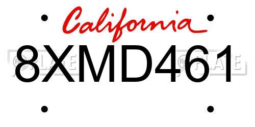 8XMD461 California License Plate