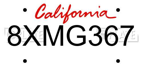 8XMG367 California License Plate