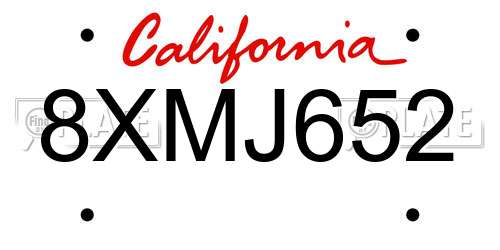 8XMJ652 California License Plate