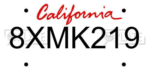 8XMK219 California License Plate
