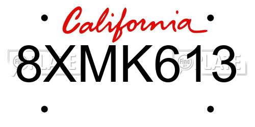 8XMK613 California License Plate