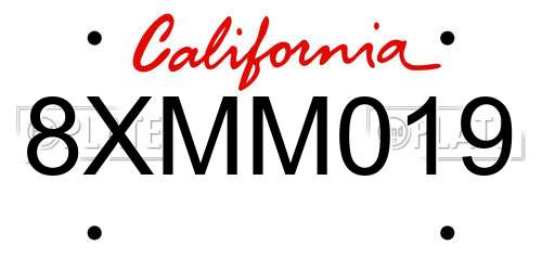 8XMM019 California License Plate