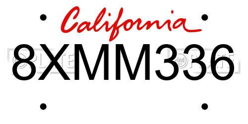 8XMM336 California License Plate