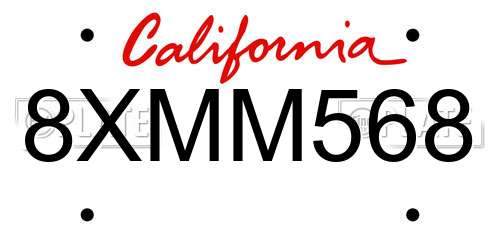 8XMM568 California License Plate