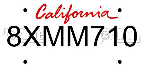 8XMM710 California License Plate