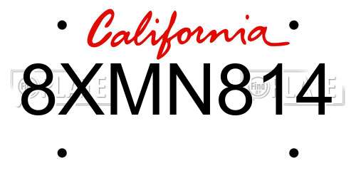 8XMN814 California License Plate