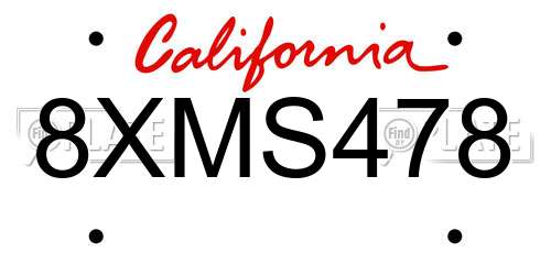 8XMS478 California License Plate
