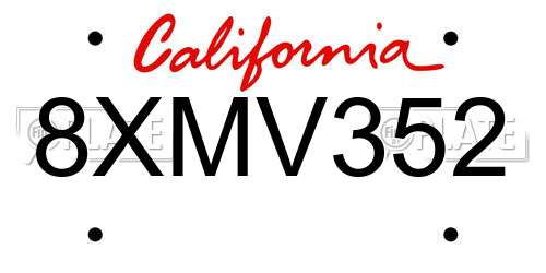 8XMV352 California License Plate