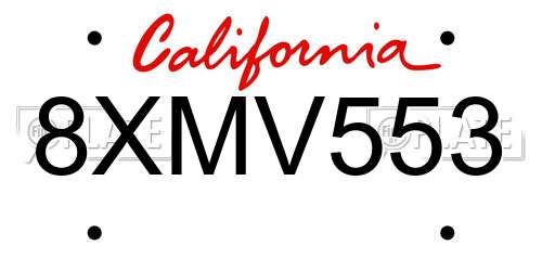 8XMV553 California License Plate