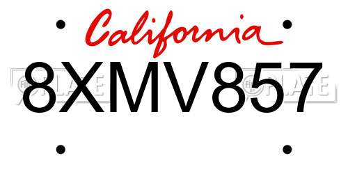 8XMV857 California License Plate