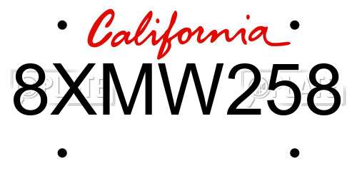 8XMW258 California License Plate