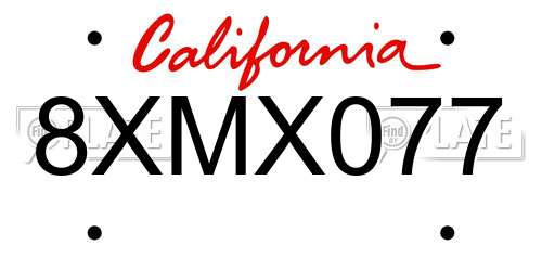 8XMX077 California License Plate