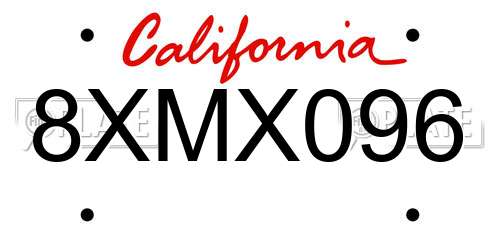 8XMX096 California License Plate