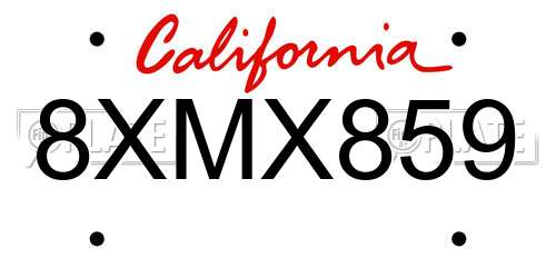 8XMX859 California License Plate