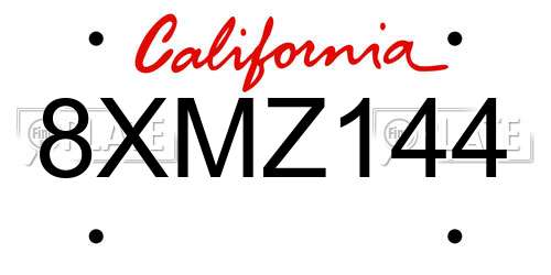 8XMZ144 California License Plate