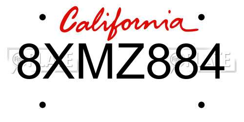 8XMZ884 California License Plate